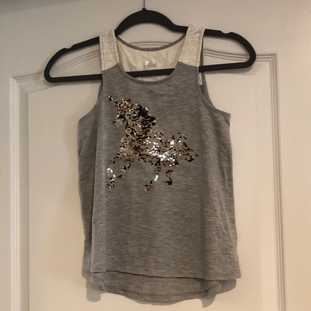 Justice Girls 10 flipping sequin unicorn tank top